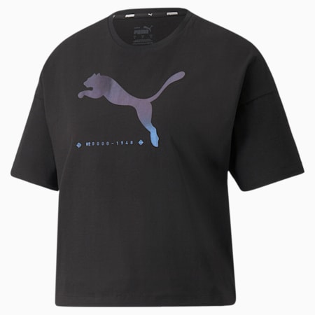 Cyber Graphic Women's Tee, Puma Black, small-PHL