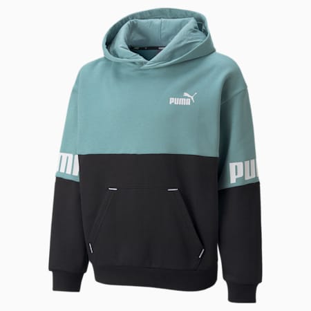 Power Boys' Hoodie - Youth 8-16 years, Mineral Blue-Black, small-AUS