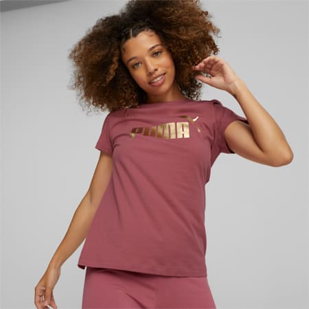 Essentials+ Metallic Logo Tee Women, Dusty Orchid, small-SEA