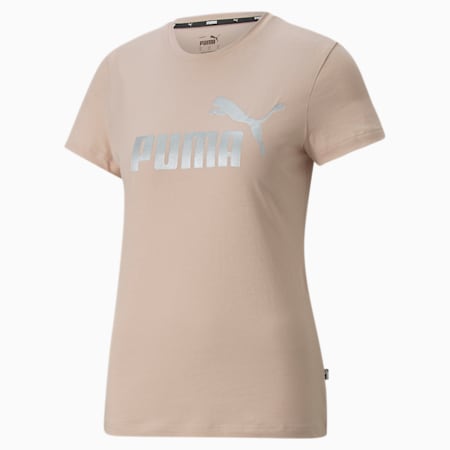 Essentials+ Metallic Logo Damen T-Shirt, Rose Quartz, small