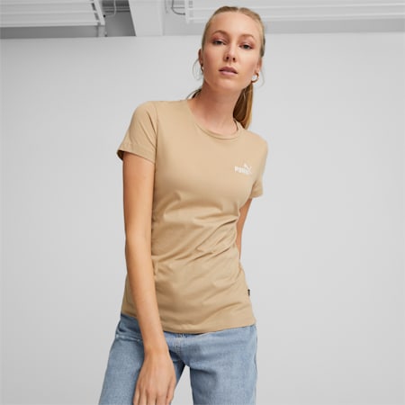 Essentials+ Embroidery Women's Tee, Dusty Tan, small-AUS