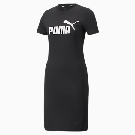 Women's Slim Fit Tee Dress, Puma Black, small-IND