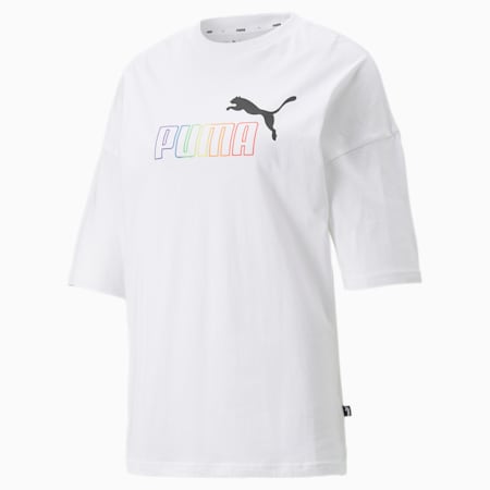 Essentials+ Rainbow T-shirt voor dames, Puma White, small