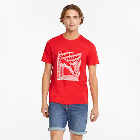 Cat Graphic Men's Tee, High Risk Red, small-AUS