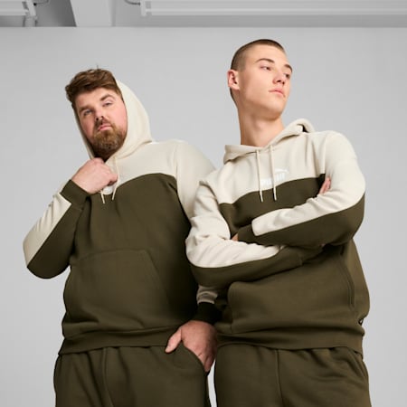 Essentials+ Block Hoodie Men, Dark Olive, small