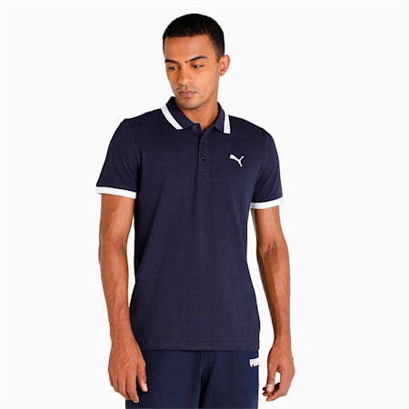 Men's ESS Pique Tipping Polo, Peacoat, small-IND