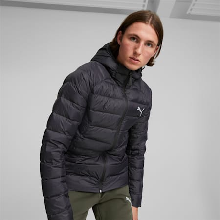  PUMA Hombres Down Puffer Chaqueta Atlética Ropa de abrigo  Casual Cordón - Negro, Negro - : Ropa, Zapatos y Joyería