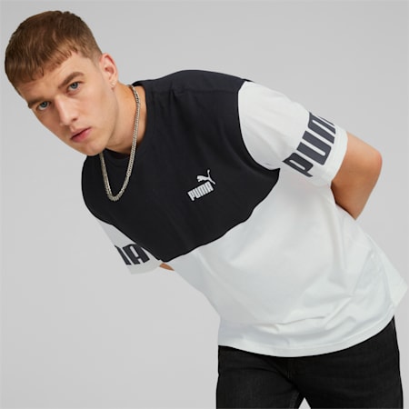 T-shirt color block Power Homme, Puma White, small