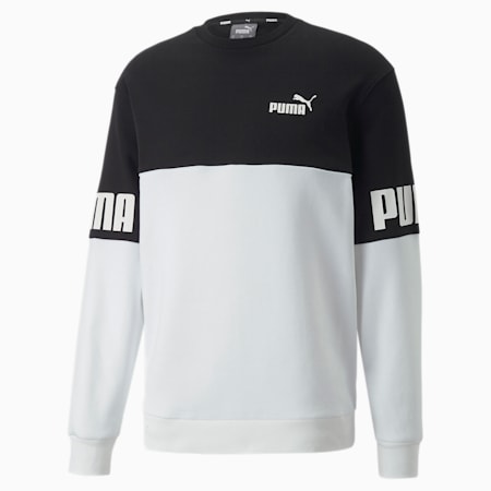 Power Colourblock Crew Neck Sweatshirt Men, Puma White, small-THA