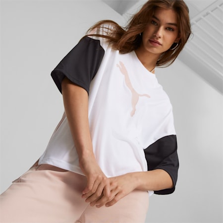 Modern Sports Fashion Women's T-Shirt, Puma White-Rose Quartz, small-IND