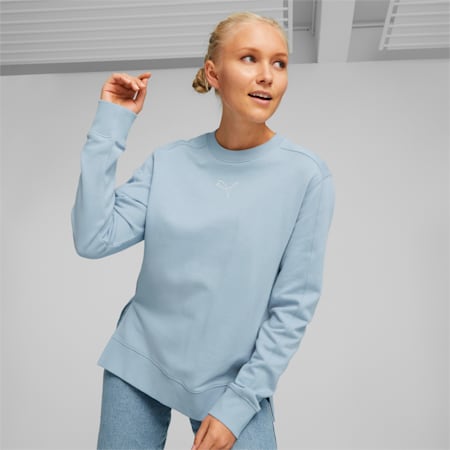 HER Crew Neck Women's Sweatshirt, Blue Wash, small-AUS