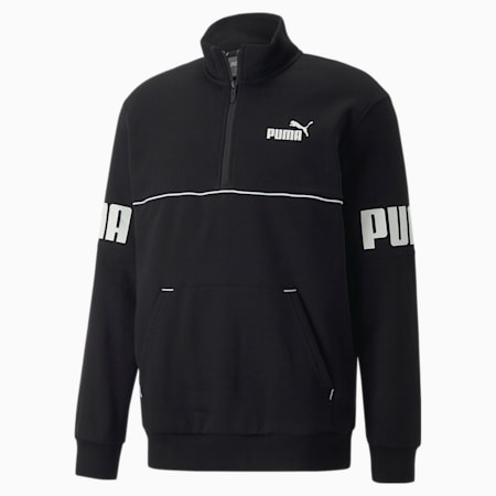 PUMA Power Half-Zip Sweatshirt Men, Puma Black, small-THA