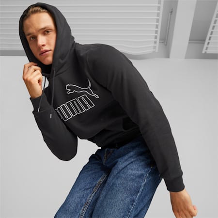 Essentials Elevated Men's Hoodie, Puma Black, small-AUS