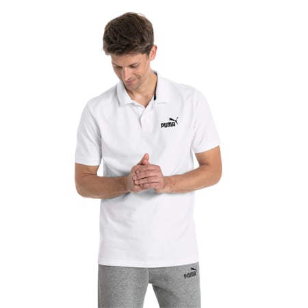 Essential Short Sleeve Men's Polo Shirt, Puma White, small-PHL