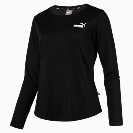 Essentials Long Sleeve Women's Tee, Cotton Black, small-SEA