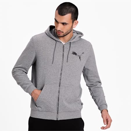 Graphic Hooded Men's Jacket, Medium Gray Heather, small-IND