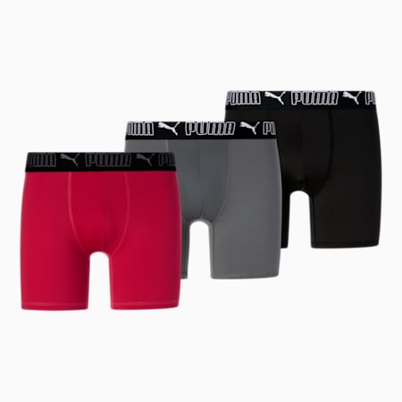Men's Training Boxer Briefs [3 Pack], RED / WHITE, small