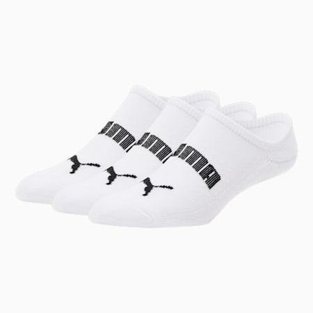 Men's Half-Terry No-Show Socks [3 Pairs], WHITE / BLACK, small