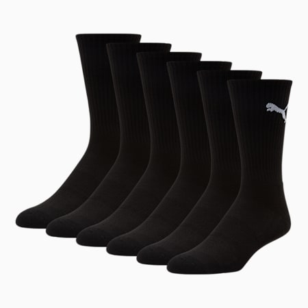 Men's Half-Terry Crew-Length Socks [3 Pairs], BLACK / WHITE, small
