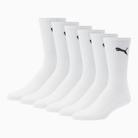 Men's Half-Terry Crew-Length Socks [3 Pairs], WHITE / BLACK, small