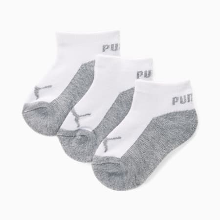 No Show Kids' Socks [3 Pairs], WHITE / GREY, small