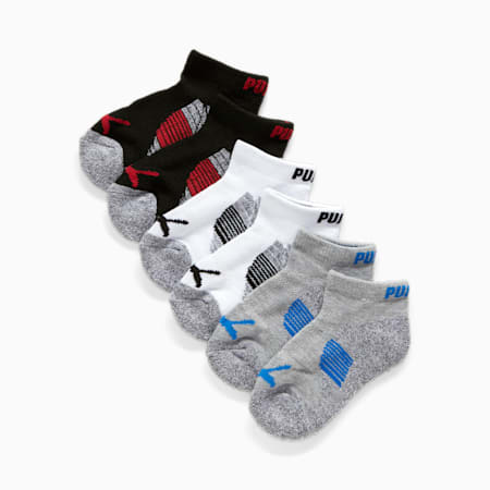 Boys' Low Cut Socks (6 Pack), GREY / BLUE, small