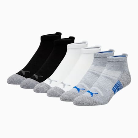 Men's Half-Terry Low Cut Socks (3 Pack), GREY / BLUE, small