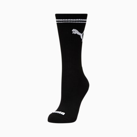Women's Half-Terry Crew Socks (6 Pack), BLACK / WHITE, small