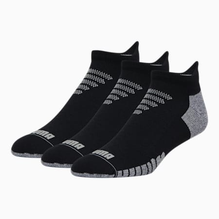 Men's Half-Terry Low Cut Socks (3 Pack), BLACK / GREY, small