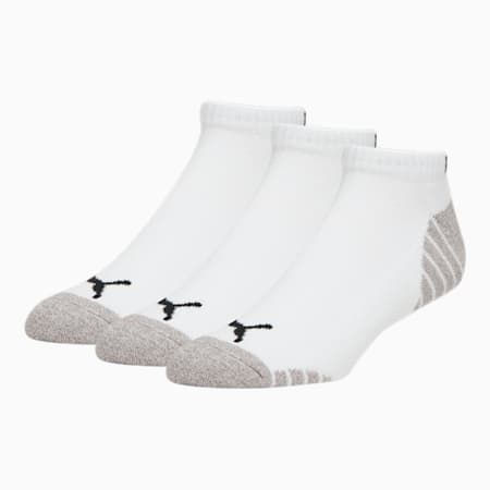 Men's Half-Terry Low Cut Socks (3 Pack), WHITE / BLACK, small
