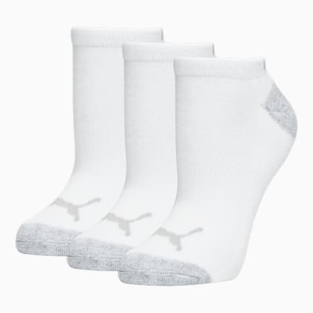 Women's Half-Terry Low Cut Socks (3 Pack), WHITE / GREY, small