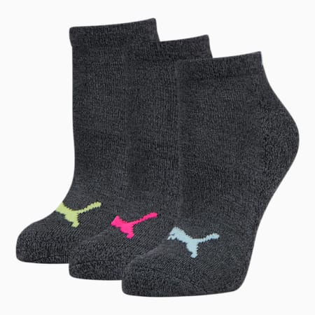 Women's Half-Terry Low Cut Socks (3 Pack), BLACK / BRIGHT, small