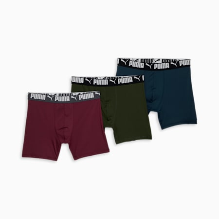 Men's Athletic Boxer Briefs (3 Pack), GREEN / BLUE, small