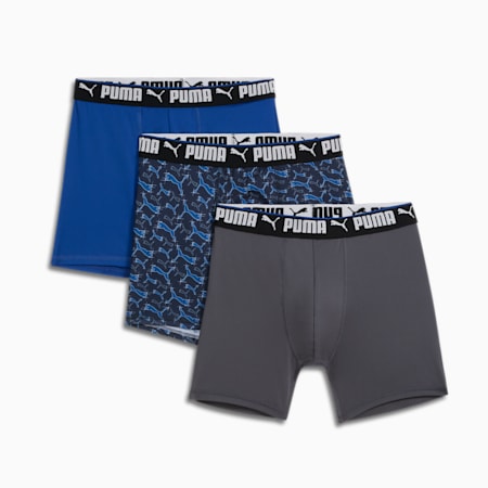 Men's Sportstyle Sketched Boxer Brief's (3 Pack), BLUE, small