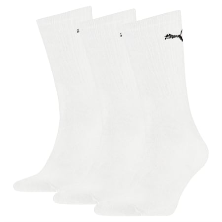 PUMA Unisex Crew Socks 3 Pack, white, small