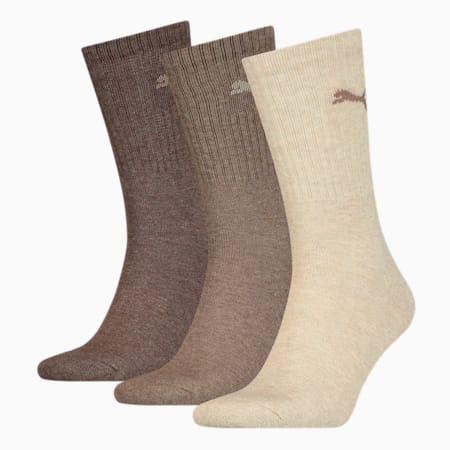 Chaussettes courtes unisexes PUMA (lot de 3 paires), light brown melange, small