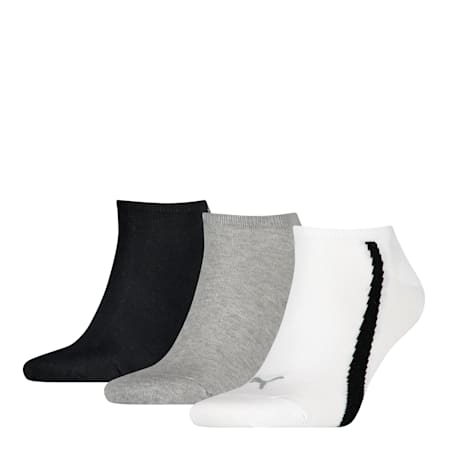 PUMA Unisex Lifestyle Trainer Socks (3 Pack), white-grey-black, small-SEA