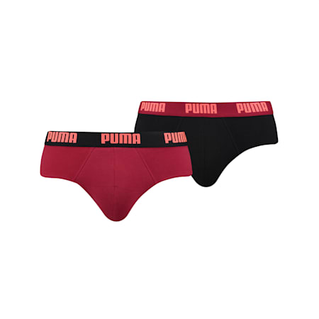 PUMA Basic Men's Briefs 2 Pack, black / red, small