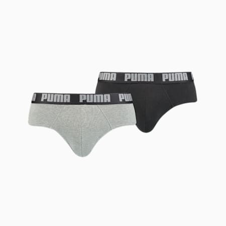 PUMA Basic Slips voor Heren, set van 2 stuks, dark grey melange / black, small