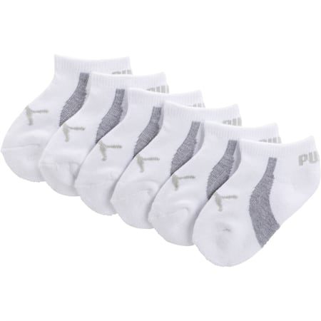 Infant Boys' Terry No Show Socks (3 Pairs), WHITE / GREY, small
