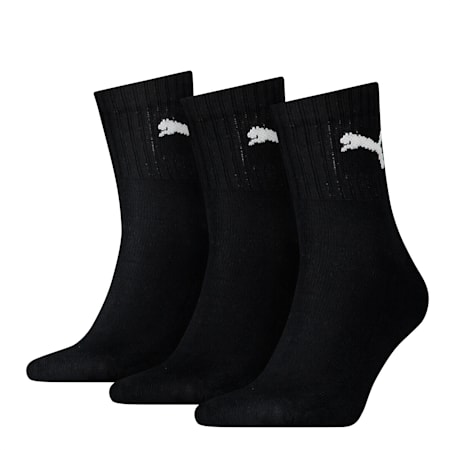 Unisex Short Crew Socks 3 Pack, black, small-AUS