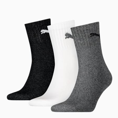 Unisex Short Crew Socks 3 Pack, grey/white/black, small-AUS