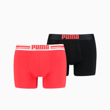 PUMA Placed Logo Men's Boxers 2 pack, red / black, small-GBR