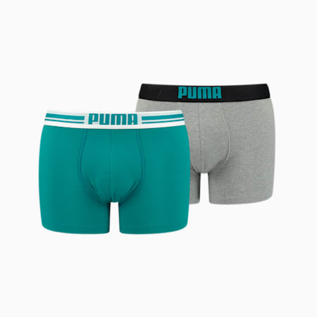 PUMA Placed Logo Men's Boxers 2 Pack, real teal, small
