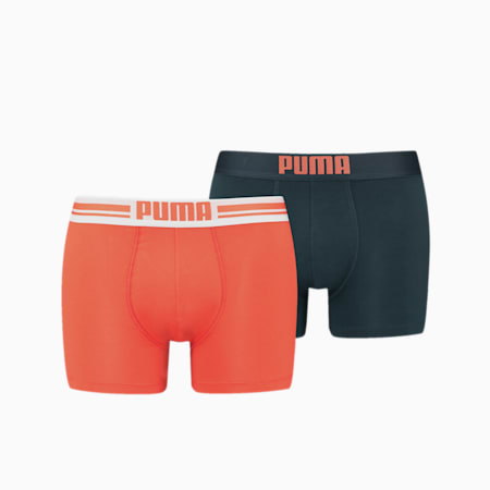 PUMA Placed Logo Herren-Boxershorts 2er-Pack, orange, small