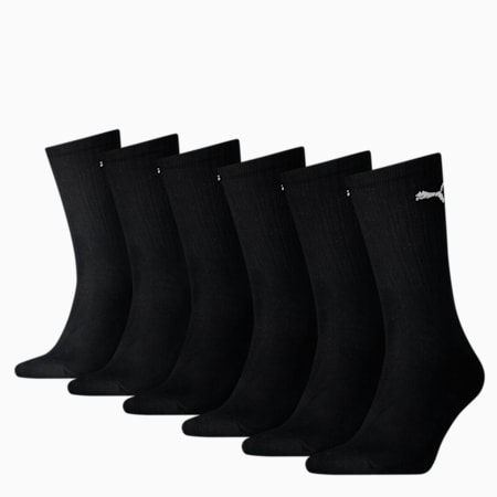 PUMA Unisex Sport Crew Socks 6 pack, black, small