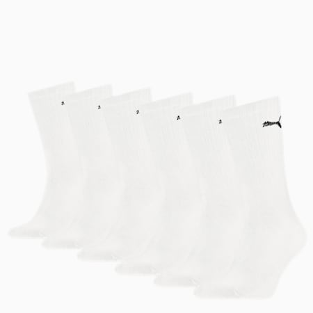 PUMA Unisex Sport Crew Socks 6 pack, white, small