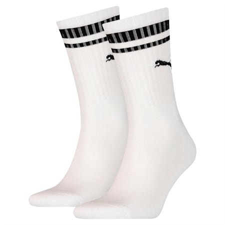 Heritage Striped Crew Socks 2 Pack, white, small-AUS