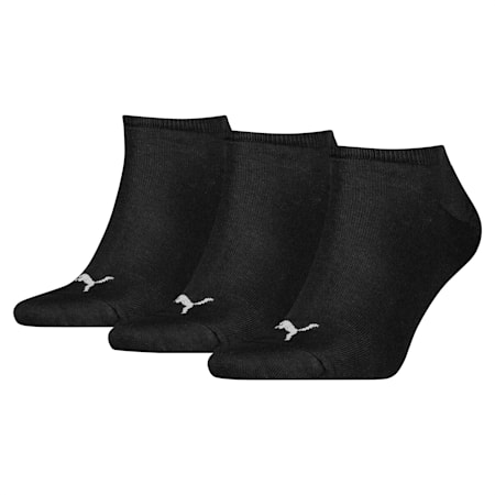 PUMA Unisex Plain Sneaker Trainer Socks 3 pack, black, small