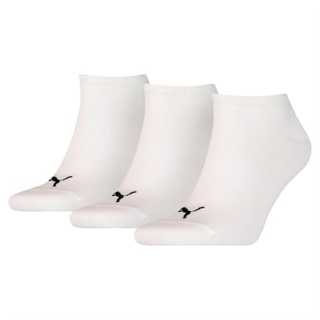 Calcetines PUMA tobilleros cortos lisos unisex, pack de 3 pares, white, small